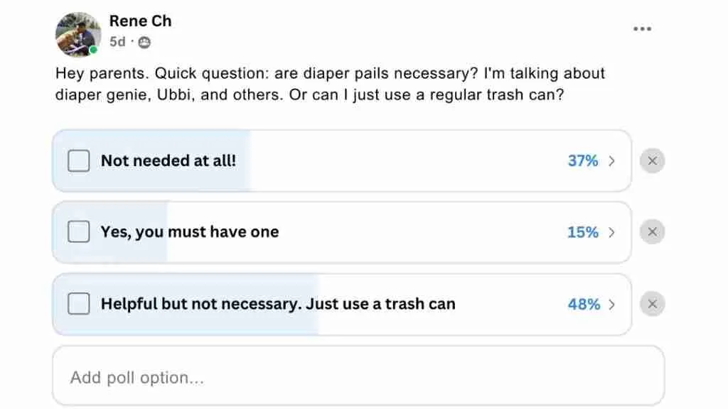 Diaper pail survey