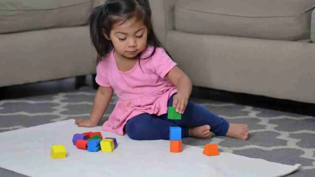 Montessori at home - playing with building blocks